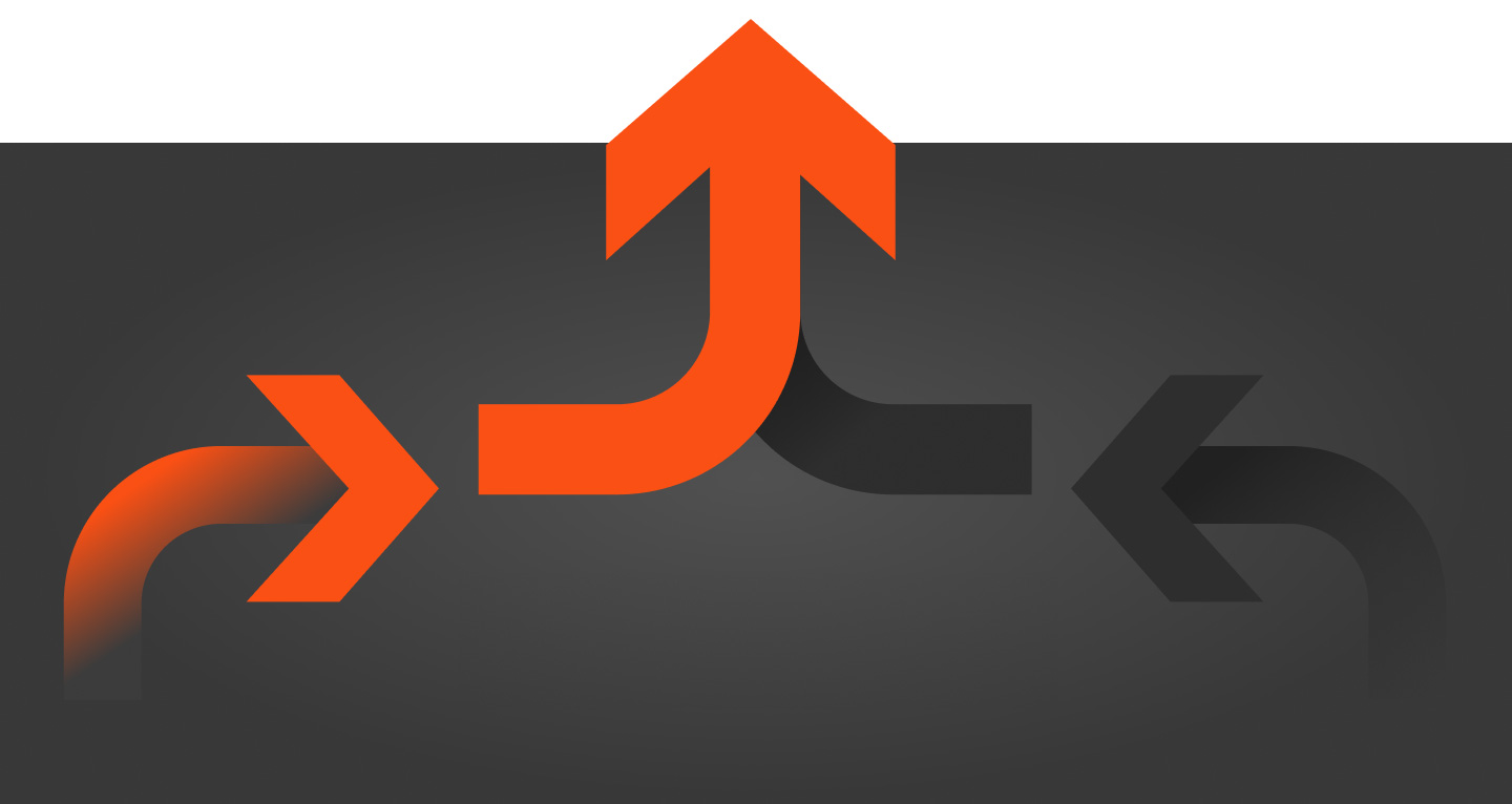 black and orange arrows banner